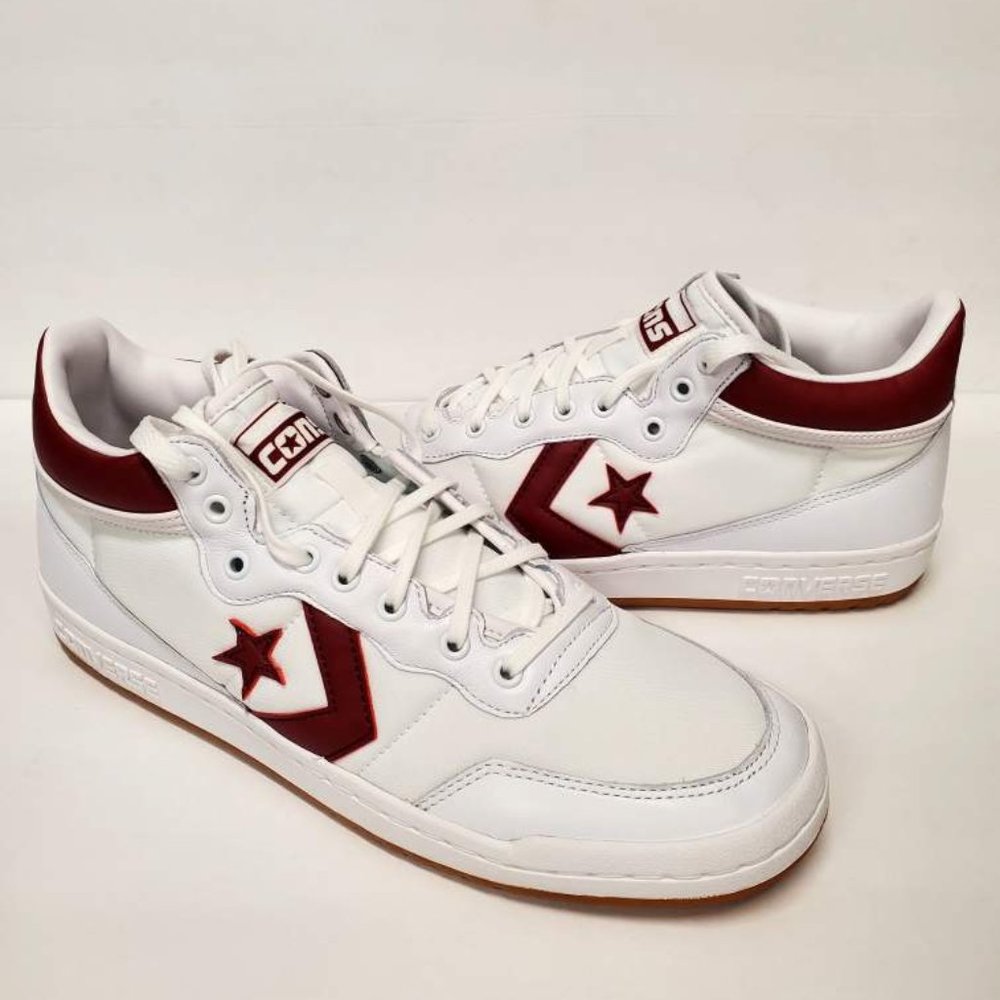 CONVERSE Men's Shoes, Fastbreak Pro Leather, White/Team Red/White